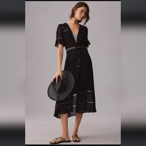 Reformation Woodson Dress Black NWT 12